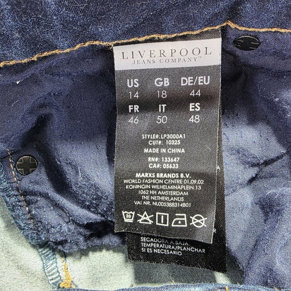 Liverpool Sadie Straight Jeans Womens 14 Petite Blue Mid Rise Stretch Denim - Picture 4 of 9